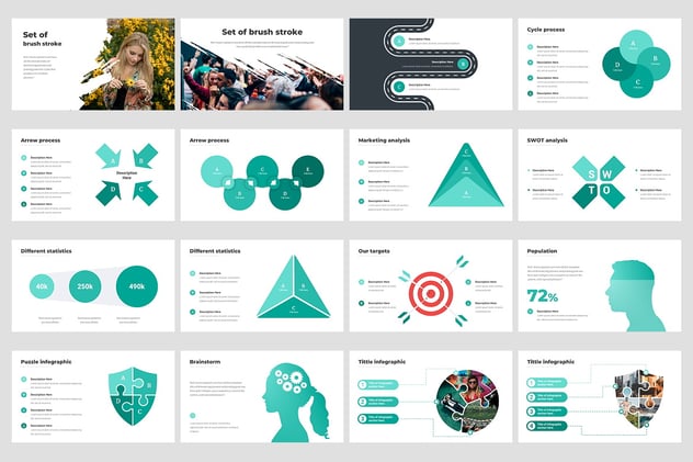 现代企业年度工作报告解决方案信息图形PPT模板 - 顶尖PPT