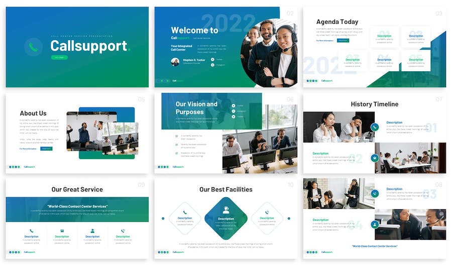 电话客服呼叫中心keynote模板 - 顶尖PPT