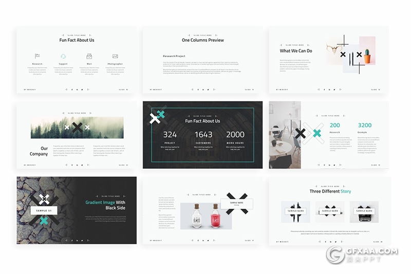 80页欧美简约范黑白两种底色多用途PPT模板 预设26种XML配色 赠1000+图标素材 - 顶尖PPT