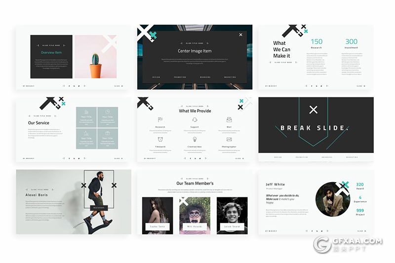 80页欧美简约范黑白两种底色多用途PPT模板 预设26种XML配色 赠1000+图标素材 - 顶尖PPT