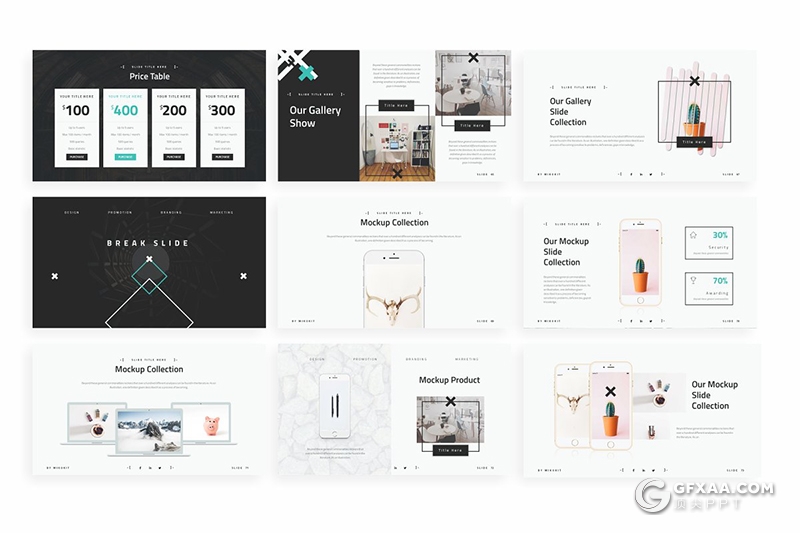 80页欧美简约范黑白两种底色多用途PPT模板 预设26种XML配色 赠1000+图标素材 - 顶尖PPT