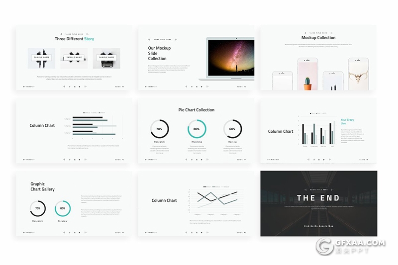 80页欧美简约范黑白两种底色多用途PPT模板 预设26种XML配色 赠1000+图标素材 - 顶尖PPT