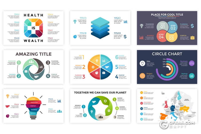 22页ppt商务图形素材 6种格式ppt,pptx,key,eps,psd,ai格式图形模板 - 顶尖PPT