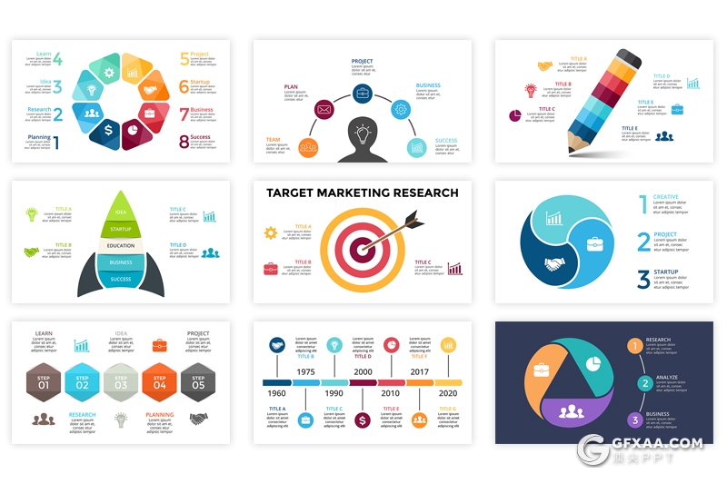 22页ppt商务图形素材 6种格式ppt,pptx,key,eps,psd,ai格式图形模板 - 顶尖PPT