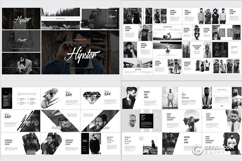 77页黑白极简时尚杂志风格PPT模板 - 顶尖PPT