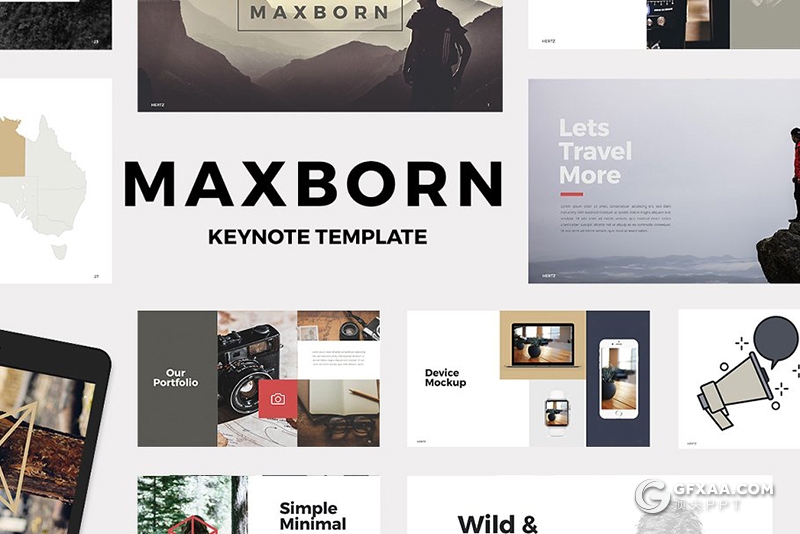 50页极简文艺风格摄影图片展示商务通用keynote模板 - 顶尖PPT