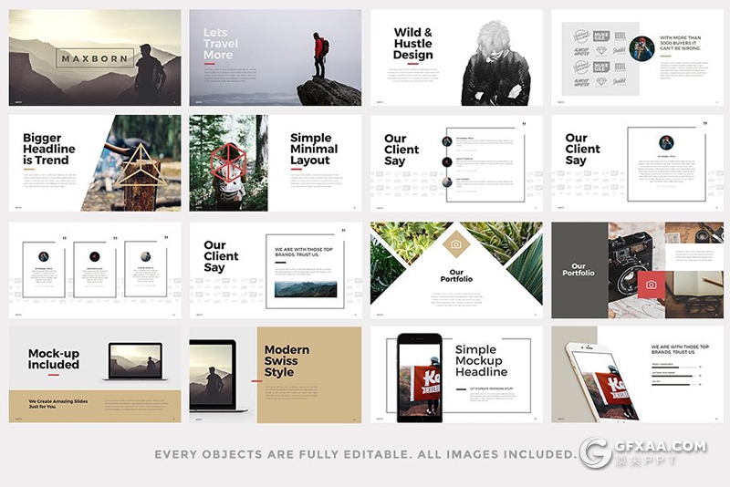 50页极简文艺风格摄影图片展示商务通用keynote模板 - 顶尖PPT