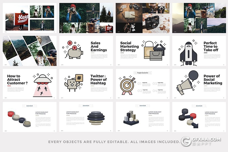 50页极简文艺风格摄影图片展示商务通用keynote模板 - 顶尖PPT