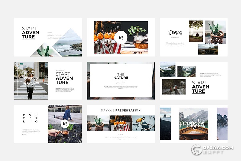 54页极简文艺风格摄影图片展示ppt模板 - 顶尖PPT