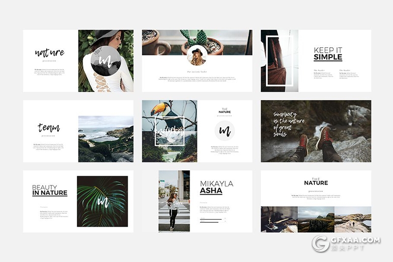 54页极简文艺风格摄影图片展示ppt模板 - 顶尖PPT