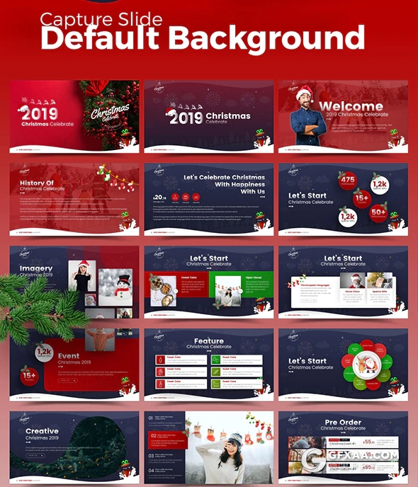 75页精美圣诞节喜庆PPT模板 预设5种配色94个XML配色文件 - 顶尖PPT