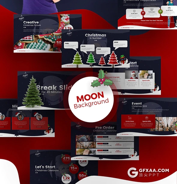 75页精美圣诞节喜庆PPT模板 预设5种配色94个XML配色文件 - 顶尖PPT