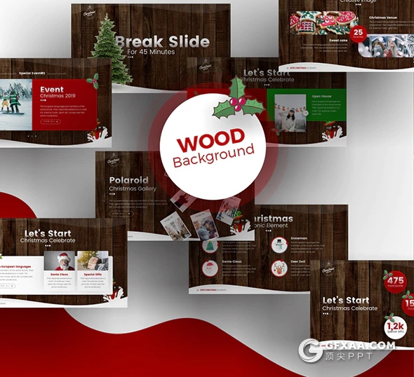 75页精美圣诞节喜庆PPT模板 预设5种配色94个XML配色文件 - 顶尖PPT