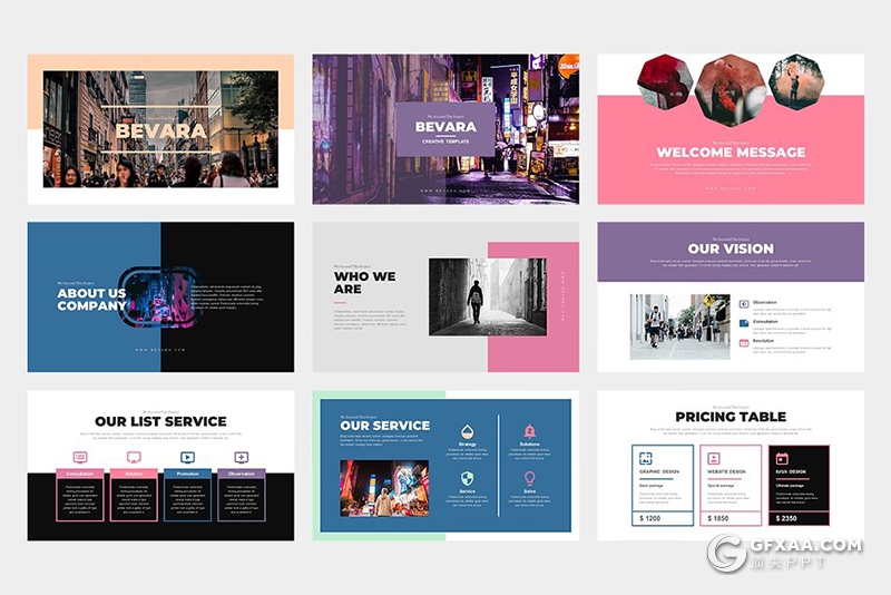 62页国外扁平化彩色时尚杂志风格ppt模板 - 顶尖PPT