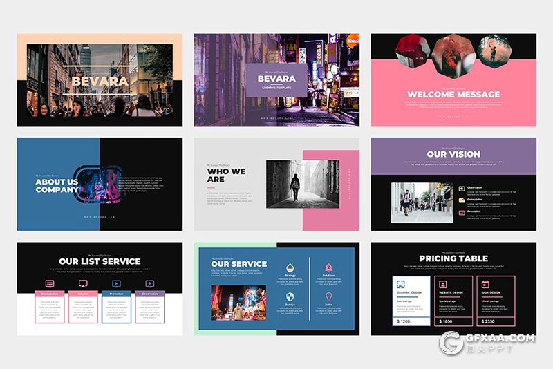 62页国外扁平化彩色时尚杂志风格ppt模板 - 顶尖PPT