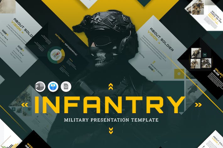 军事教育培训步兵作战军事武器展示keynote模板 - 顶尖PPT
