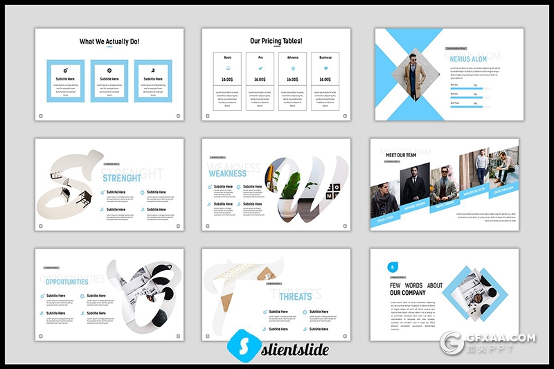 90页蓝色商务工作汇报数据分析统计PPT模板 - 顶尖PPT