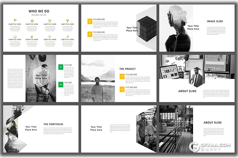 50页创意图形设计简约文艺图片展示PPT模板 - 顶尖PPT