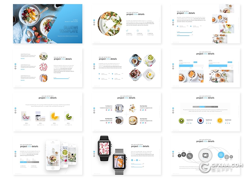 30页简约风格餐饮行业市场调研分析keynote模板 5种主题配色 - 顶尖PPT