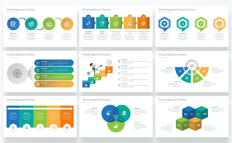 分阶段方法流程图形PPT模板 - 顶尖PPT