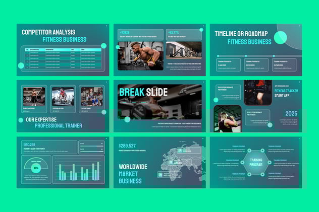 健身房场馆宣传健身项目展示PPT模板 - 顶尖PPT