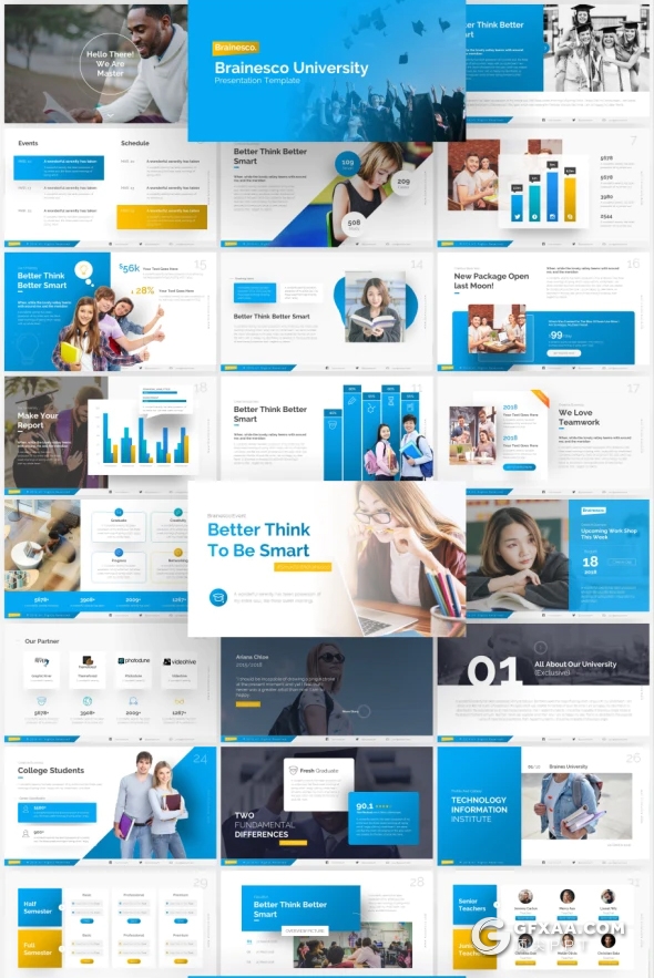 75页高端设计风格教育培训风格PPT模板 21种主题配色94个xml配色文件 - 顶尖PPT