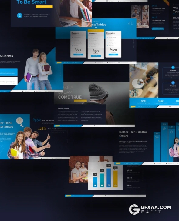 75页高端设计风格教育培训风格PPT模板 21种主题配色94个xml配色文件 - 顶尖PPT