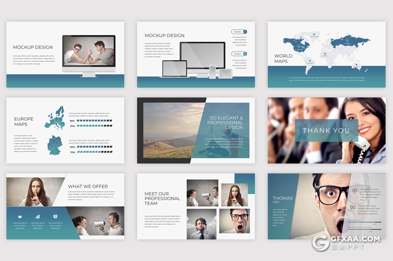 30页商务风格公司团队介绍keynote模板 5种配色 - 顶尖PPT