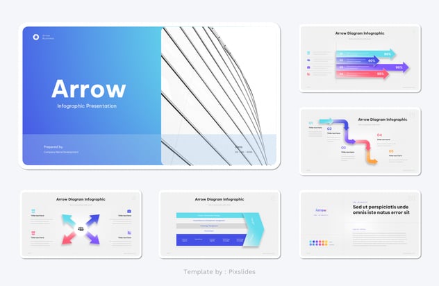 彩色箭头信息图形keynote模板 - 顶尖PPT