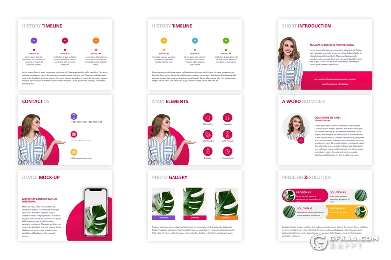 20页4:3尺寸粉色商务年终工作汇报总结ppt模板 - 顶尖PPT