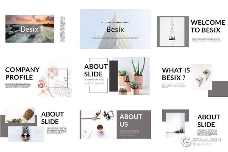 51页极简文艺风摄影图片展示keynote模板 - 顶尖PPT