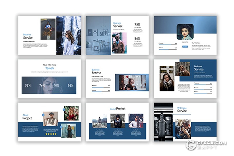 55页欧美简约风格商务工作汇报计划PPT模板 - 顶尖PPT
