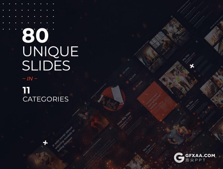 81页暗黑系体育健身锻炼欧美高端PPT模板 - 顶尖PPT