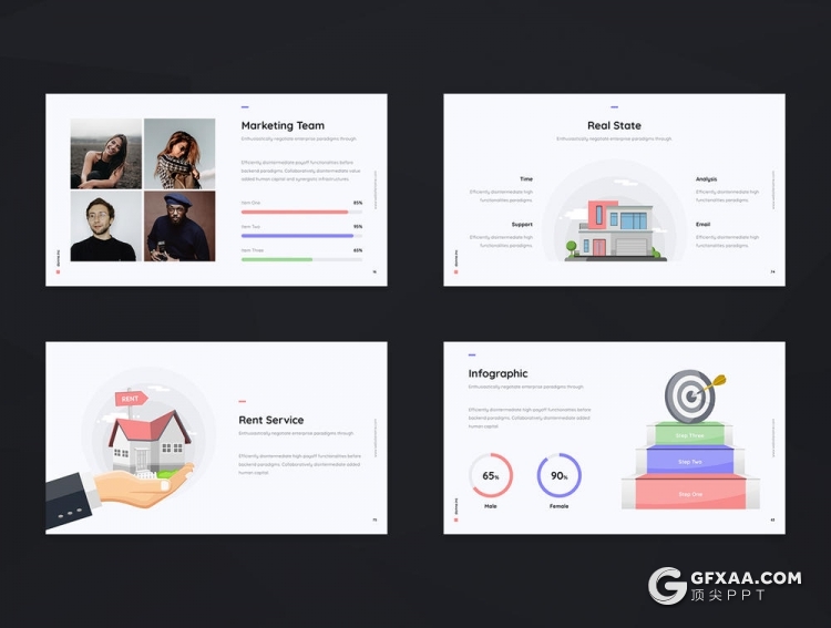 81页欧美商务风格年终工作汇报新年计划PPT模板 - 顶尖PPT