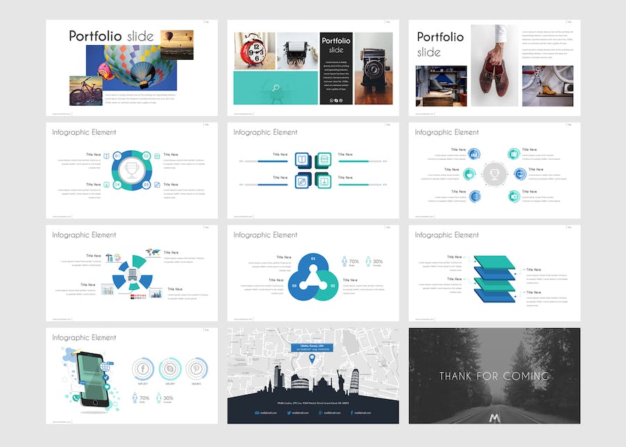 现代简约风格设计师作品集展示Keynote模板 - 顶尖PPT