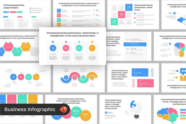 彩色商业信息图形PPT模板 - 顶尖PPT