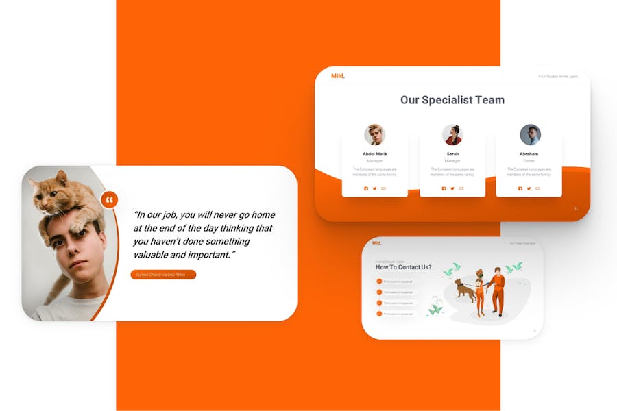 橙色温馨房地产主题PPT模板 - 顶尖PPT