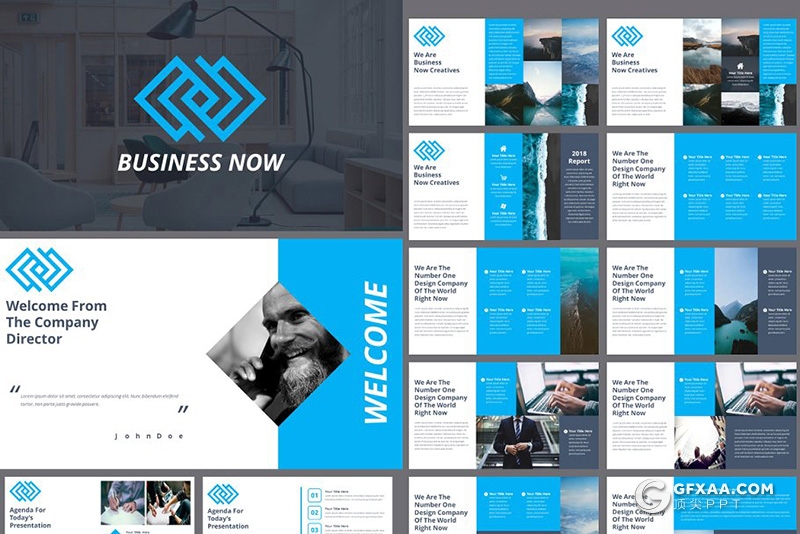 110页蓝色欧美商务图形PPT年终工作总结汇报ppt模板 - 顶尖PPT