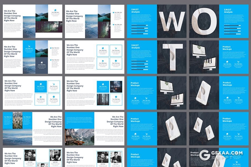 110页蓝色欧美商务图形PPT年终工作总结汇报ppt模板 - 顶尖PPT