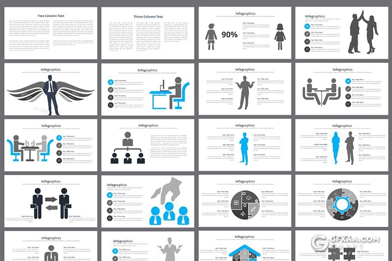 110页蓝色欧美商务图形PPT年终工作总结汇报ppt模板 - 顶尖PPT
