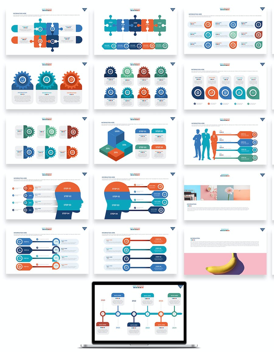 企业商务数据分析标签式信息图表keynote模板 - 顶尖PPT