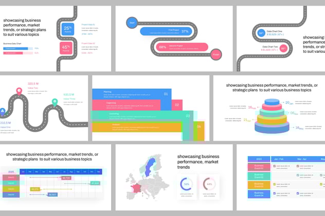 彩色商业信息图形PPT模板 - 顶尖PPT