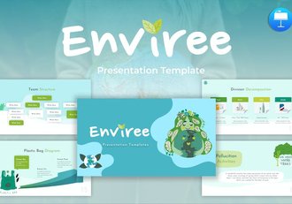 卡通插画风格自然环境保护绿化keynote模板 - 顶尖PPT