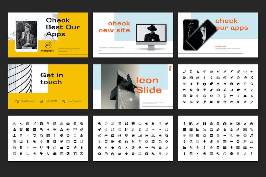 粗体风格公文包作品展示PPT模板 - 顶尖PPT