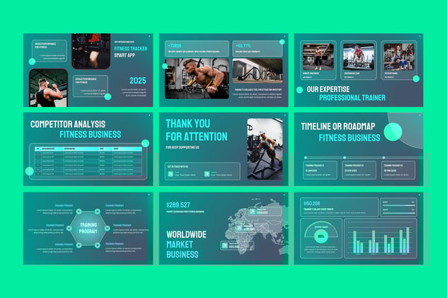 健身房场馆宣传健身项目展示PPT模板 - 顶尖PPT