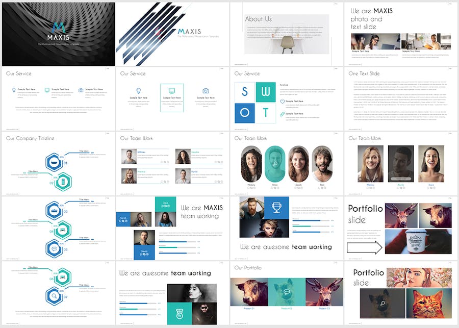 现代简约风格设计师作品集展示Keynote模板 - 顶尖PPT