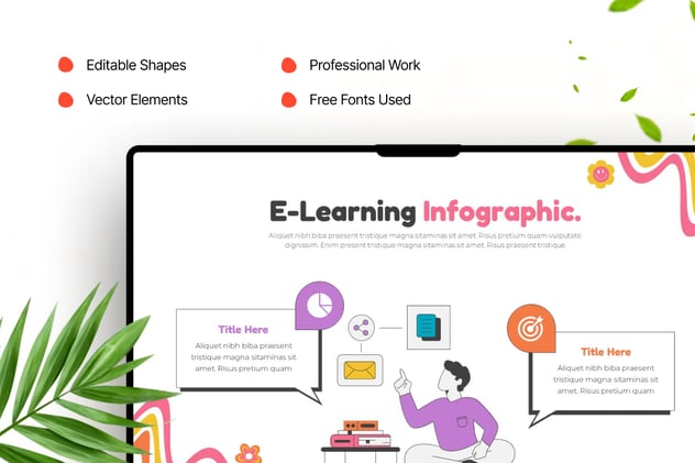 在线教育学习人物学习插画图形PPT模板 - 顶尖PPT