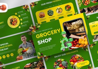 电商超市绿色杂货店铺运营产品PPT模板 - 顶尖PPT