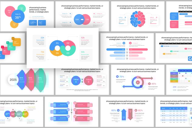 彩色商业信息图形PPT模板 - 顶尖PPT