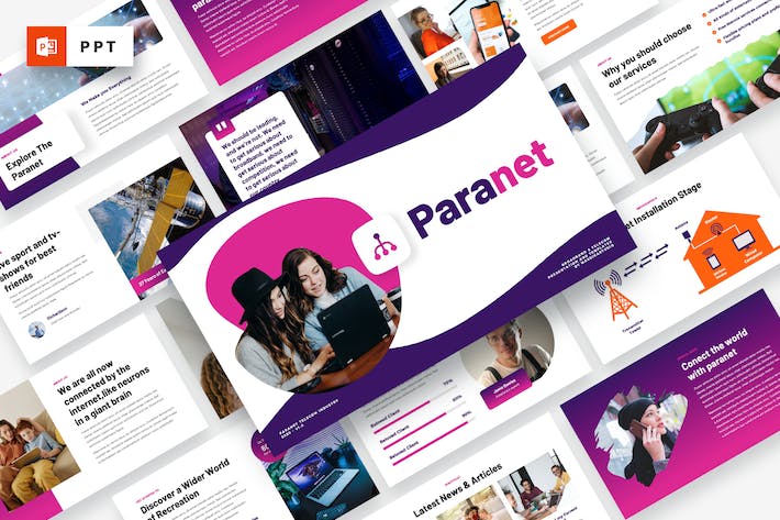 宽带电信行业业务展示PPT模板 - 顶尖PPT